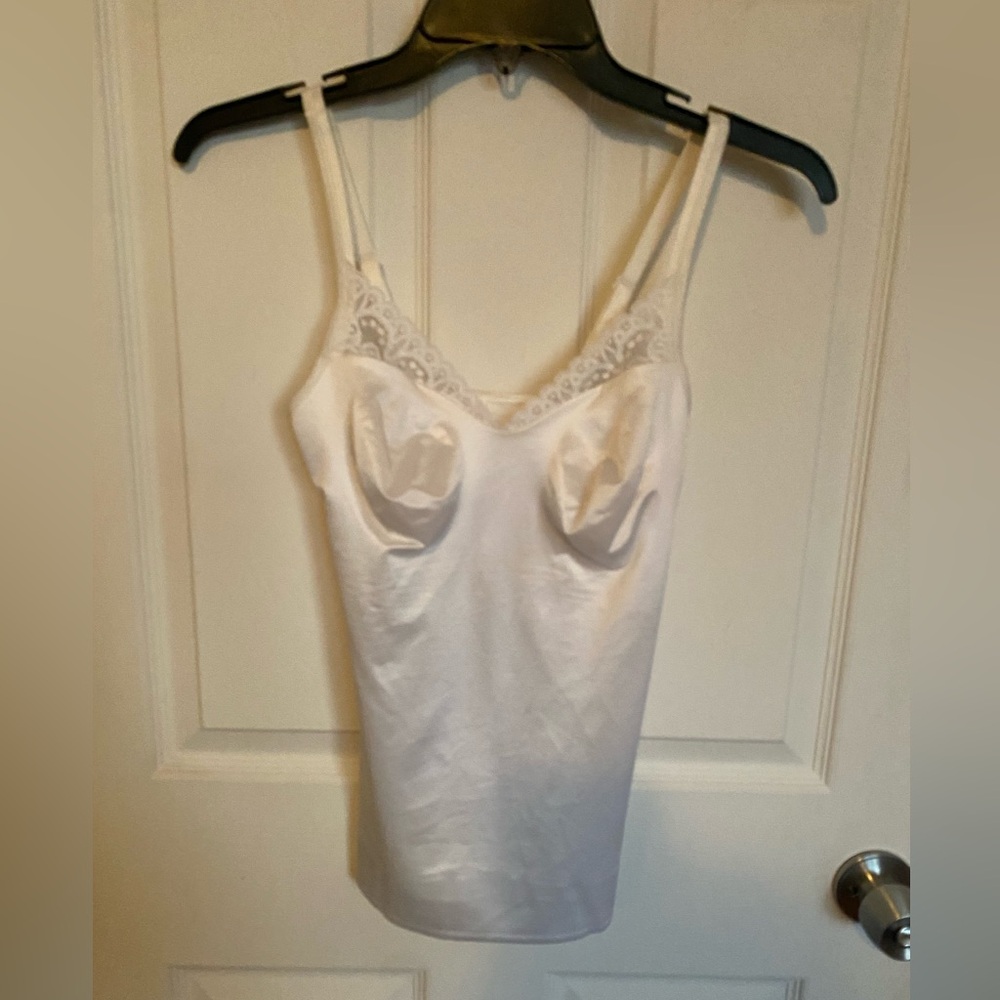 Ruby Ribbon White Lace-Trim Slip Camisole Size 36